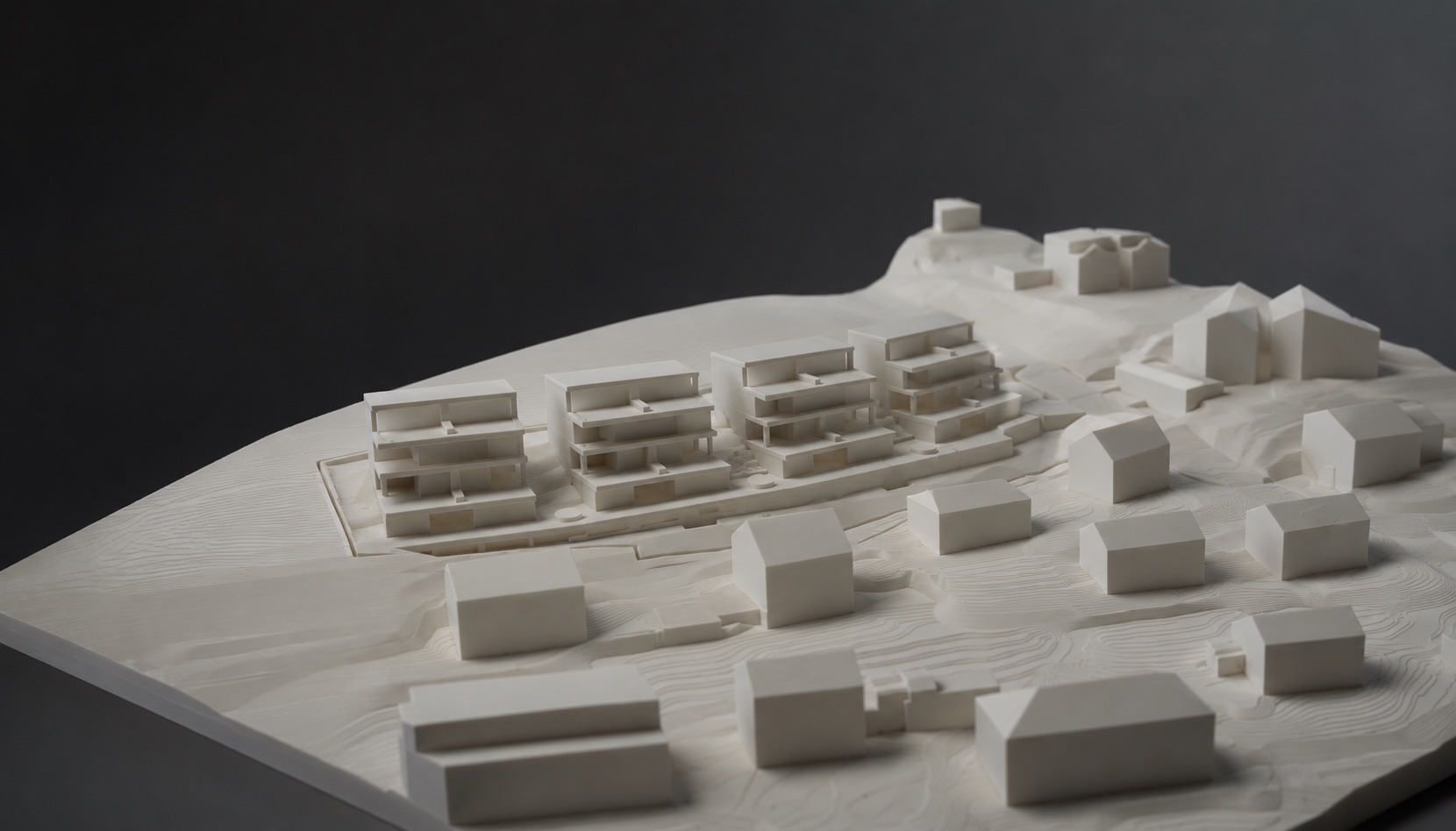 Architekturmodell einer Wohnüberbauung im Terrain